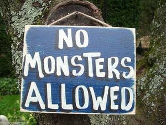 NO MONSTERS ALLOWED Country Wood Handmade Rustic Shabby Chic