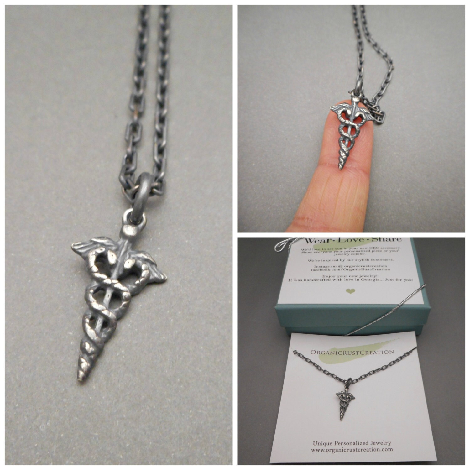 Medical Alert Charm Mens Necklace Mens Jewelry Male