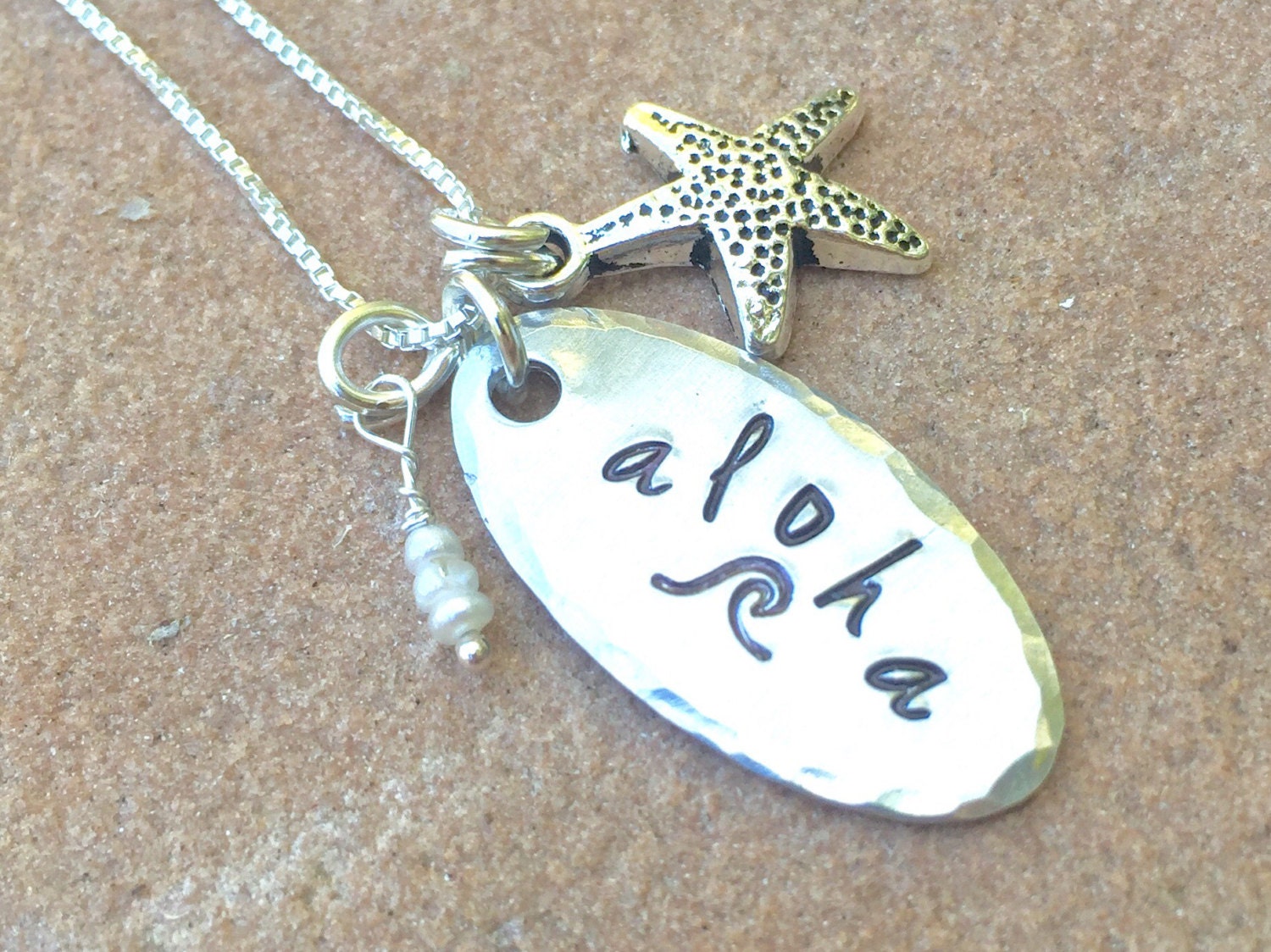 Aloha Necklace Wave Necklace Hawaii Necklace Hawaiian