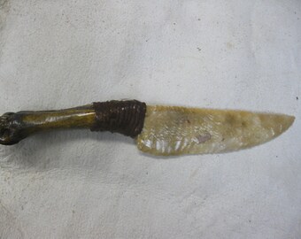 Knife blade, Florida coral, yellowish/tan, deer leg bone handle