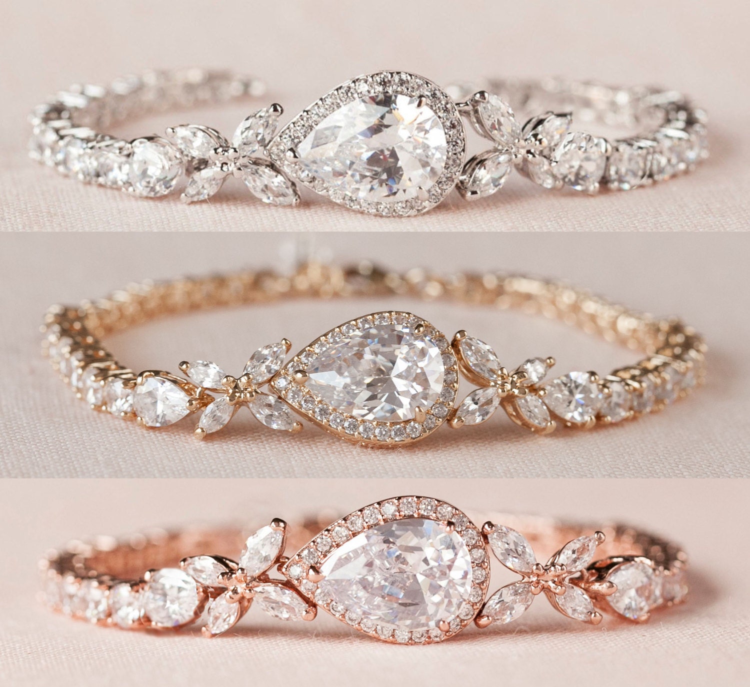 Crystal Wedding Bracelet, Bridal bracelet, Swarovski crystal, Rose Gold, Gold, Wedding Bridal Jewelry, Ariel Bracelet