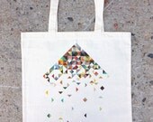 Tote Bag - Crumbling Colorful Triangle Pattern - Screen Printed Tote