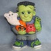 RESERVED FOR KAREN - Handpainted Ceramic Frankenstein Jr and all of his little Monster Friends