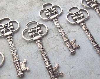 Catalina Antique Silver Skeleton Key - Set of 10