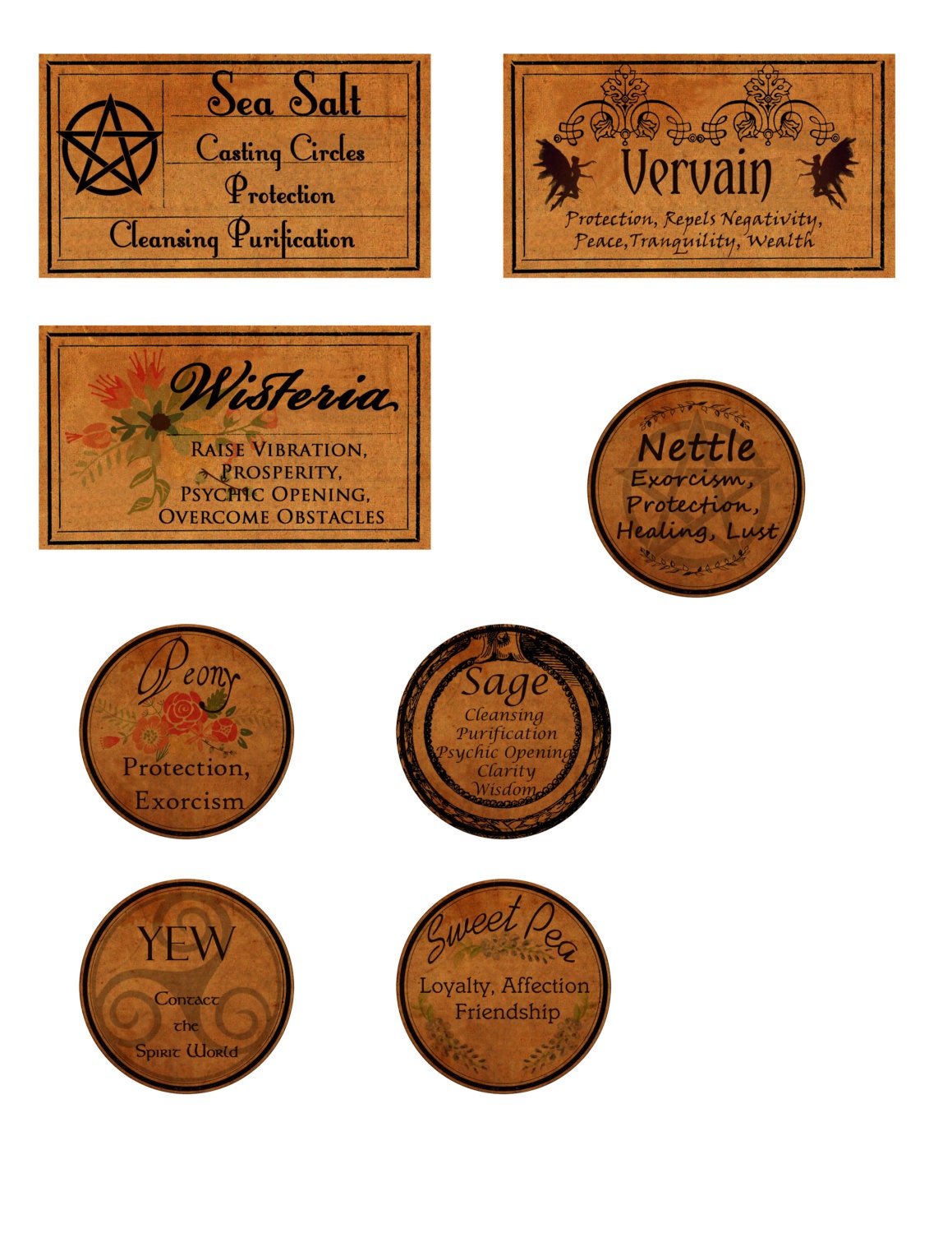 WITCH APOTHECARY LABELS Magick Potion Ingredient Labels Herb