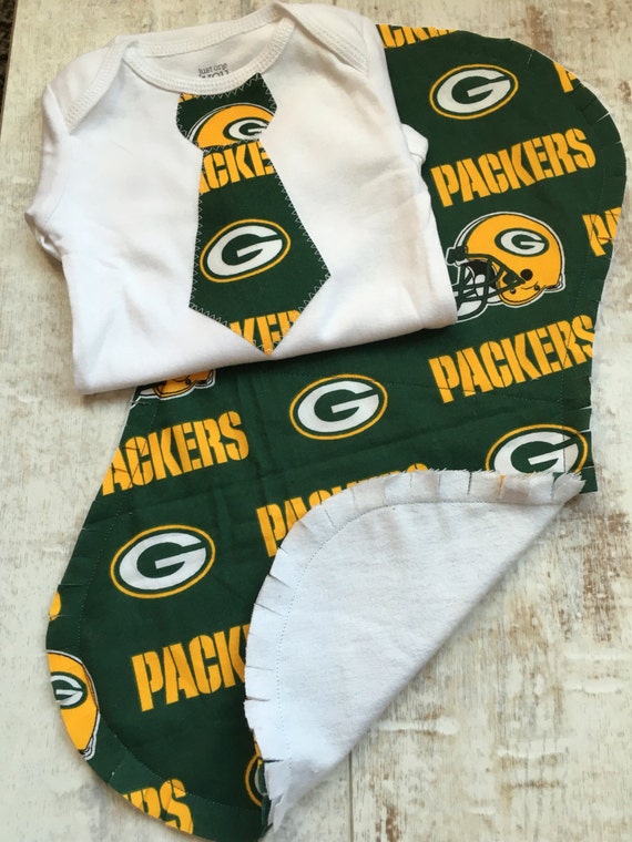 Green Bay Packers Baby Bodysuit and Burp Cloth by BrikayDesigns