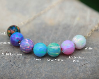 OPAL BEAD NECKLACE - October jewelry - opal necklace - tiny opal necklace - dainty opal necklace - pink gold, yellow gold, silver