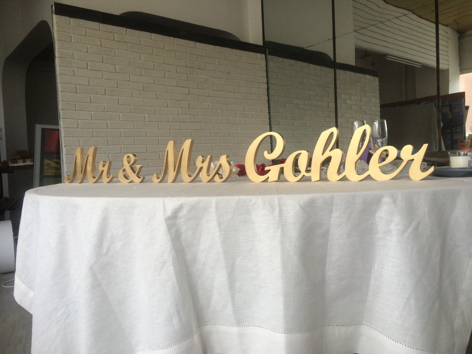 Custom Name Sign top table sign for wedding Mr and Mrs Family