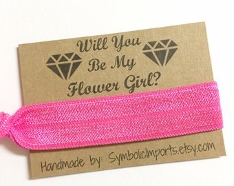 Flower Girl Proposal Hair Tie Bracelet - Will you be my Flower Girl Gift - Hair Tie Flower Girl Gift - Hair Tie Favor - Hair Tie Gift