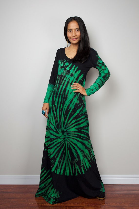 tie dye maxi dress long sleeve