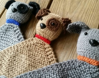 Knitted Puppy Lovey Security/Comfort Blanket
