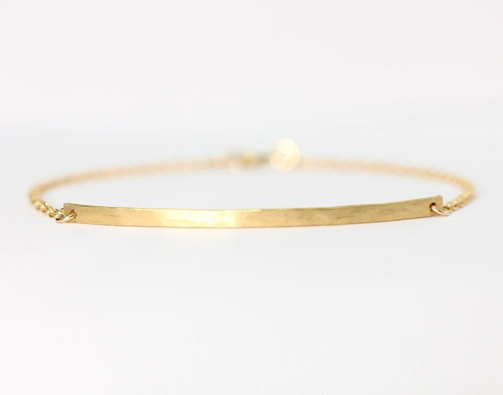 Long curved gold bar bracelet 14k gold filled bar bracelet