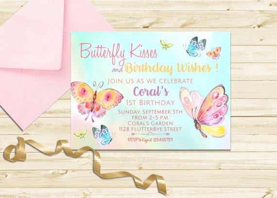 Butterfly Invitation, Butterfly Birthday Invitation, Butterfly Party, First Birthday Invitation, Printable Party Invite Il_570xn
