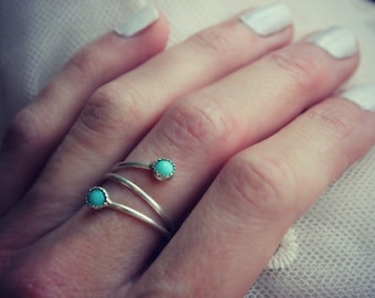 Turquoise ring, Sterling silver ring, stacking ring, midi ring, stackable ring, wrap ring