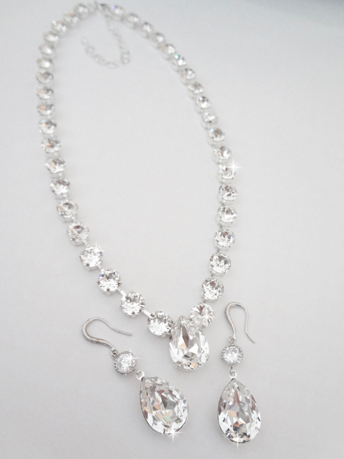 Bridal jewelry Swarovski crystal necklace by QueenMeJewelryLLC