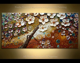 ORIGINAL Impressionist Touch of Fall Palette Knife Oil on canvas warm earth colors P Nizamas