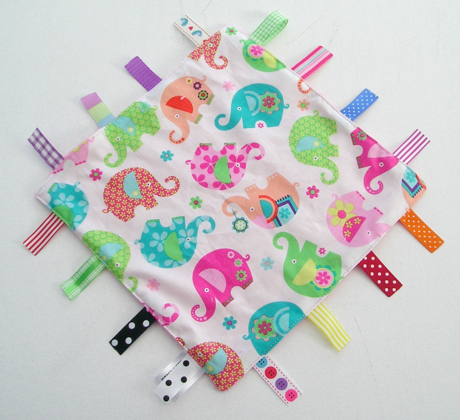 Baby Girl's Taggie Taggy Lovey Lovie Minky Dot Ribbon