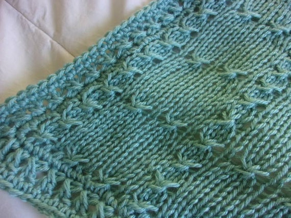 Hand knit baby blanket Elegant pattern with hand crocheted