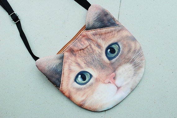 Orange cat cross body cat purse cat bag kitty purse by BENWINEWIN