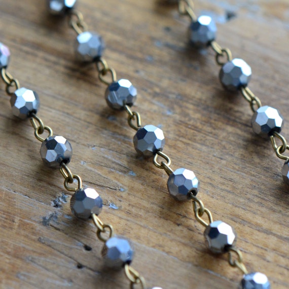 Glass Bead Chain SILVER Bead Chain 6mm by ingredientsforlovely