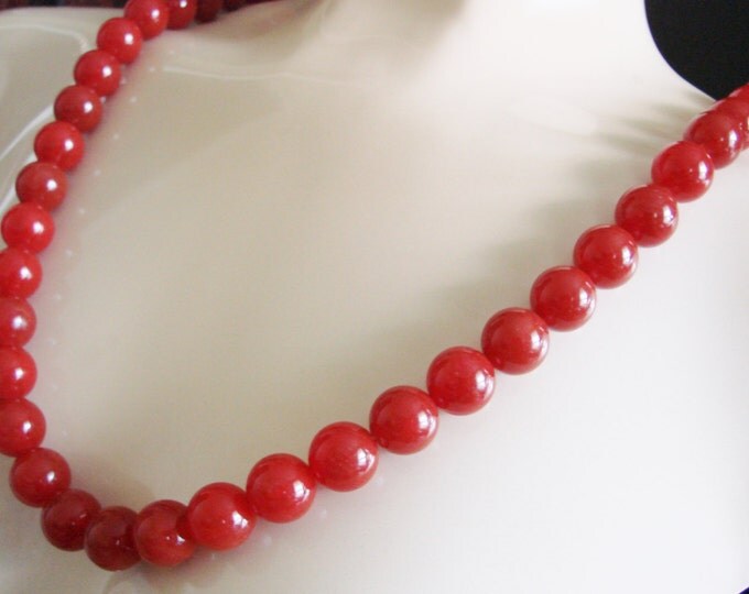 Vintage Opaque Genuine Carnelian Bead Necklace / Large Beads / Jewelry / Jewellery
