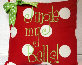 Christmas embroidered pillow cover Jingle my Bells