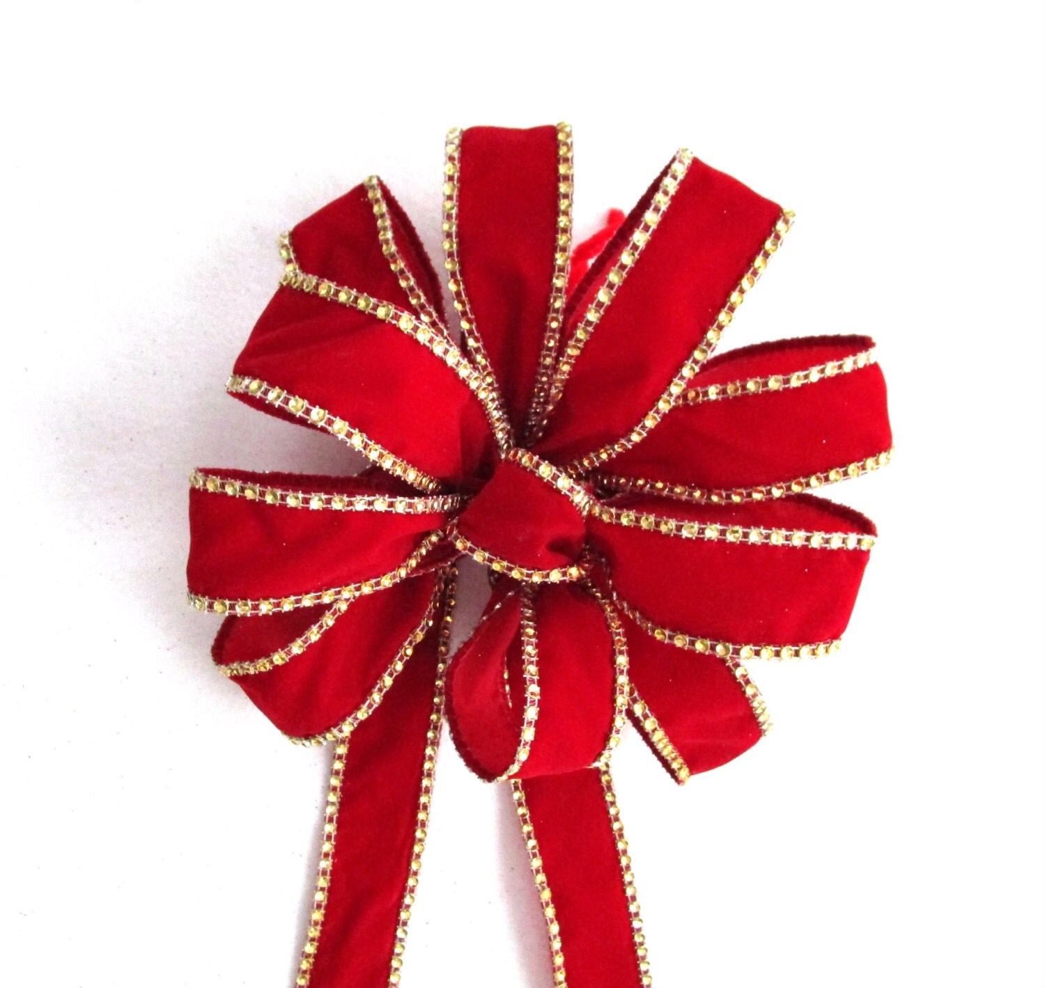 Red Velvet Bow Christmas Bow Cranberry Bow by TopItOffTreeTopBows