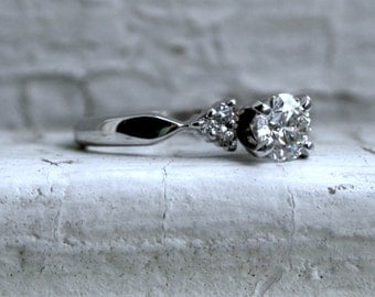 Classic Vintage Platinum Diamond Engagement Ring - 0.73ct.