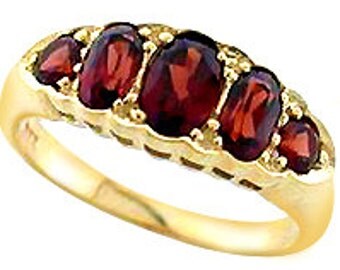 Victorian Garnet Ring, 9ct 9k Solid Gold, Womens Vintage Garnet Ring, Antique Garnet Ring - Avail in Various Gems + 14k, 18k -Custom R222