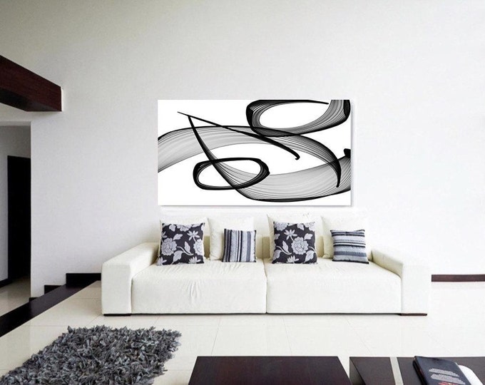 Abstract Black and White 20-58-07. Unique Abstract Wall Decor, Large Contemporary Canvas Art Print up to 72" by Irena Orlov