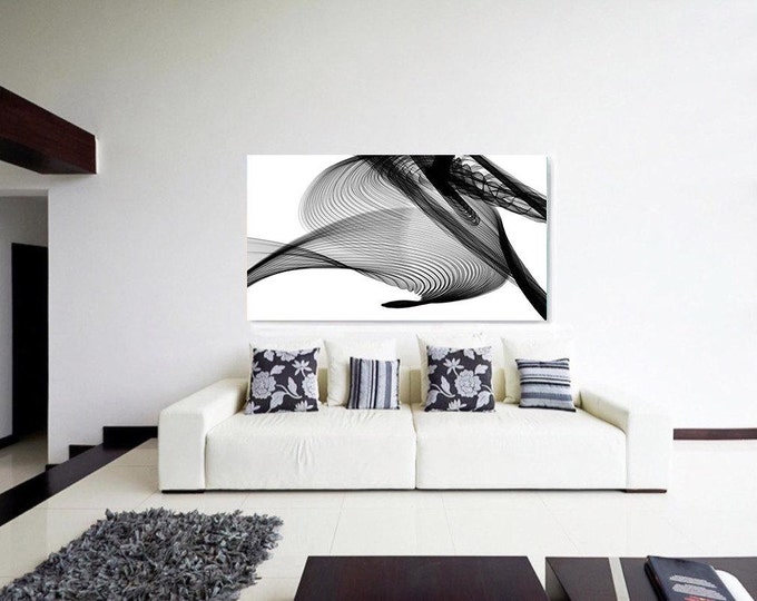 Abstract Black and White 22-08-24. Contemporary Unique Abstract Wall Decor, Large Contemporary Canvas Art Print up to 72" by Irena Orlov