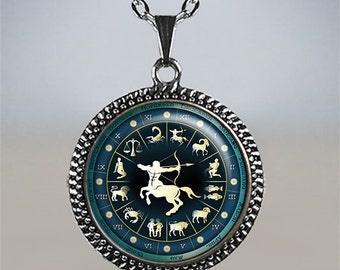 compass pendant astrology jewelry necklace sagittarius