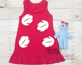 Hawaiian Girl Costume, 6m-6x, Doll included, Scrump, Red Hawaiian Dress, Hawaiian Cosplay