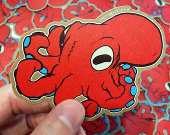 Octopus Sticker LIMITED RUN - Octopus Decal, Art Sticker, Animal Stickers, Laptop Sticker