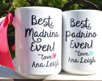 Spanish Godparent MADRINA or PADRINO Mugs, Godparent BAPTISM Gift from Godchild, Filipino, Chamarro Godparents