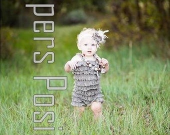 SALE Grey Vintage Lace Petti Romper