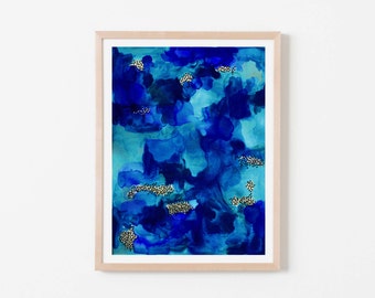 Cobalt Watercolor Abstract Nursery Art. Nursery Wall Art. Nursery Prints. Nursery Decor. Boy Wall Art. Navy Watercolor Art.