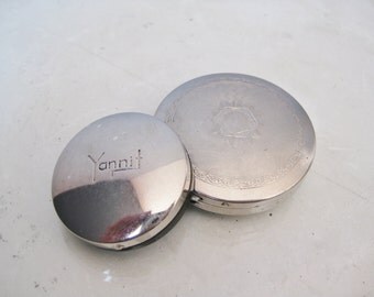 Two Vintage Powder Compacts / Vtg 40s / Yannit "Silver" Compact / Rouge Compact