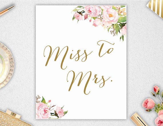 Download Miss To Mrs Sign // Printable // INSTANT DOWNLOAD // 8x10