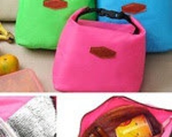 Insulated Lunch Bag Box Storage Tote Cooler Canvas Picnic Travel Organizer Waterproof Size 21cm by 27cm by 8cm, Color blue