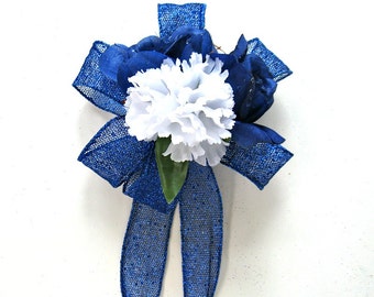 Father's Day bow, Blue and White birthday bow, Special occasion gift bow, Gift wrap bow, Bow for men, Bow for gift baskets (FD22)
