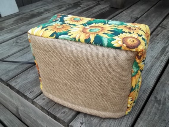 Sunflower Toaster Cover Burlap Country Flowers Rustic Quilted