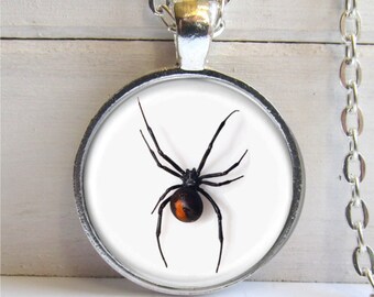 Black Widow Spider Pendant, Black Widow Spider Necklace, Spider Jewelry, Halloween Necklace