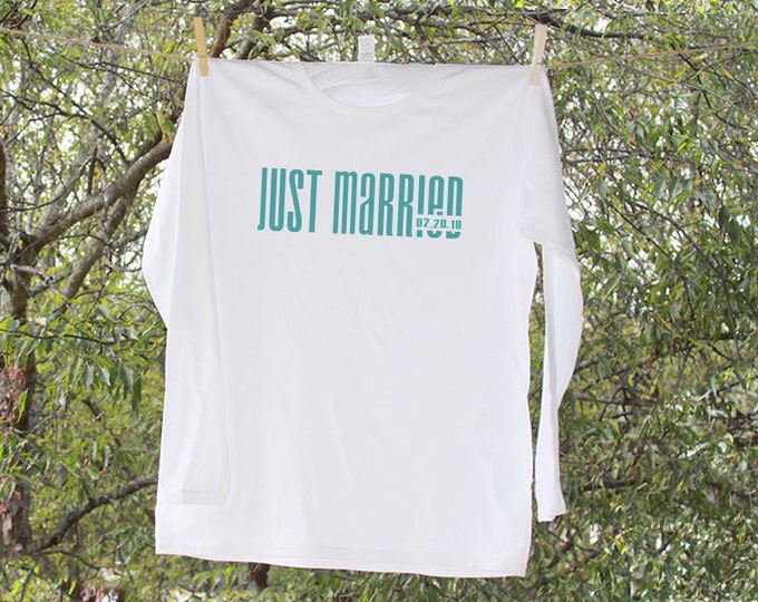 Just Married Shirt Personalized with Date // Bachelorette Party Shirt // Wedding Party LONG SLEEVE Shirts