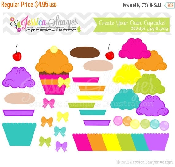 80% OFF - INSTANT DOWNLOAD, Cupcake maker - cupcake clip art - commercial use - - personal use - digital element - card making Il_570xn