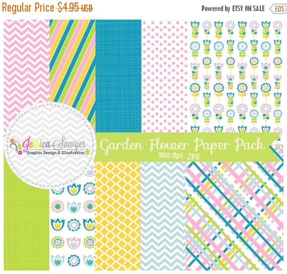 80% OFF - INSTANT DOWNLOAD, , garden flower digital papers, cute backgrounds, for invitations, greeting cards, etsy banners Il_570xn