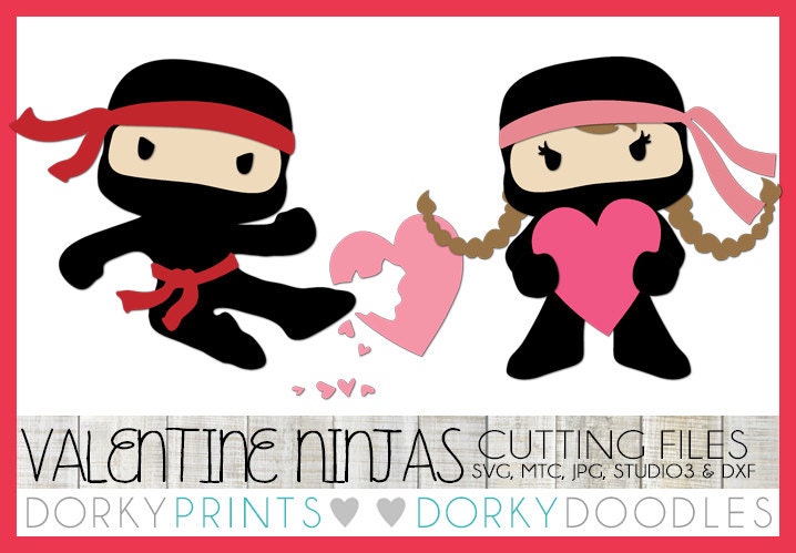 Download Valentine Cuttable Files Girl and Boy Heart Ninjas For