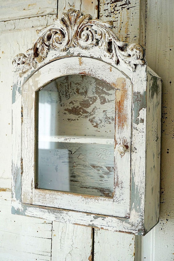 Distressed Cabinet Display Wall Hanging French Farmhouse