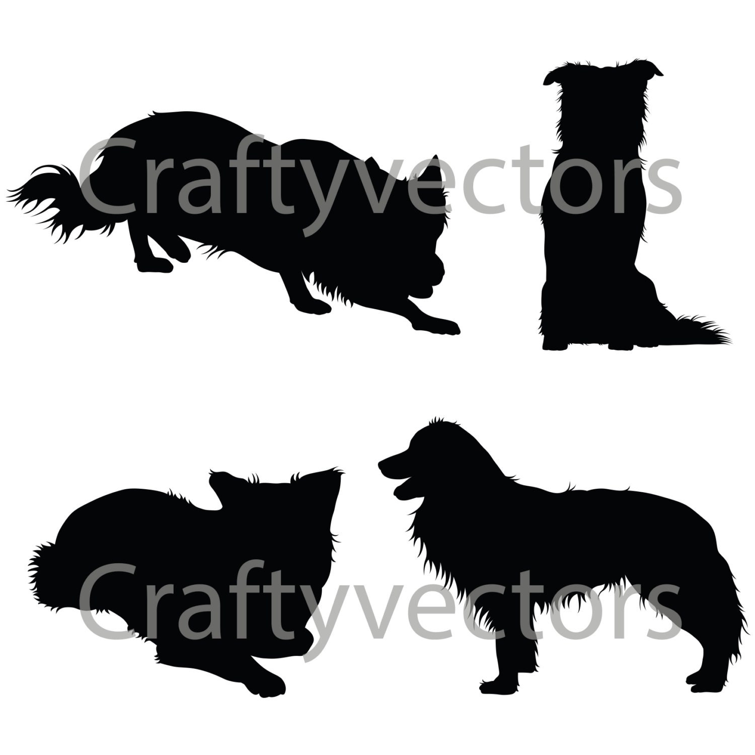 Download Border Collie Silhouettes Vector file