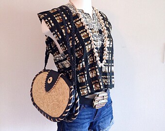 Vintage Tribal African Batik Boho Top Blouse or Shirt Hippie Festival